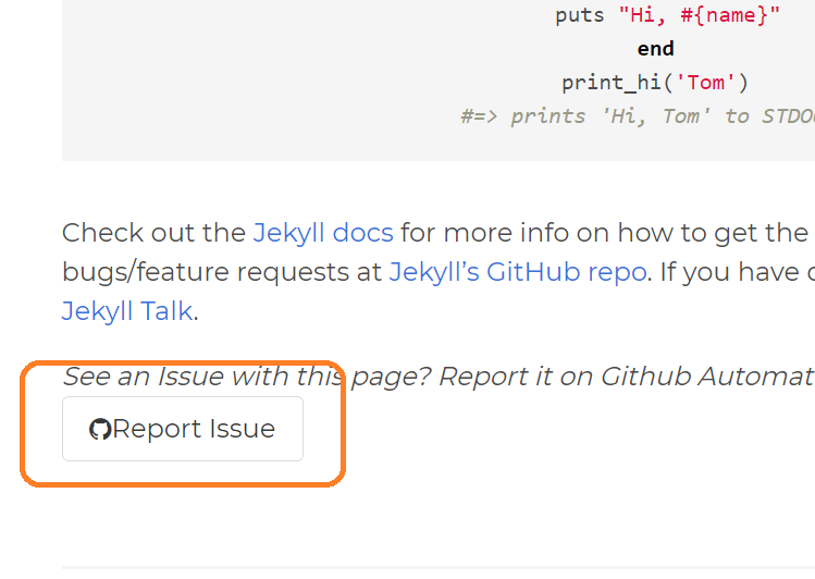 Shows a button with the Github icon which reads 'Report Issue'